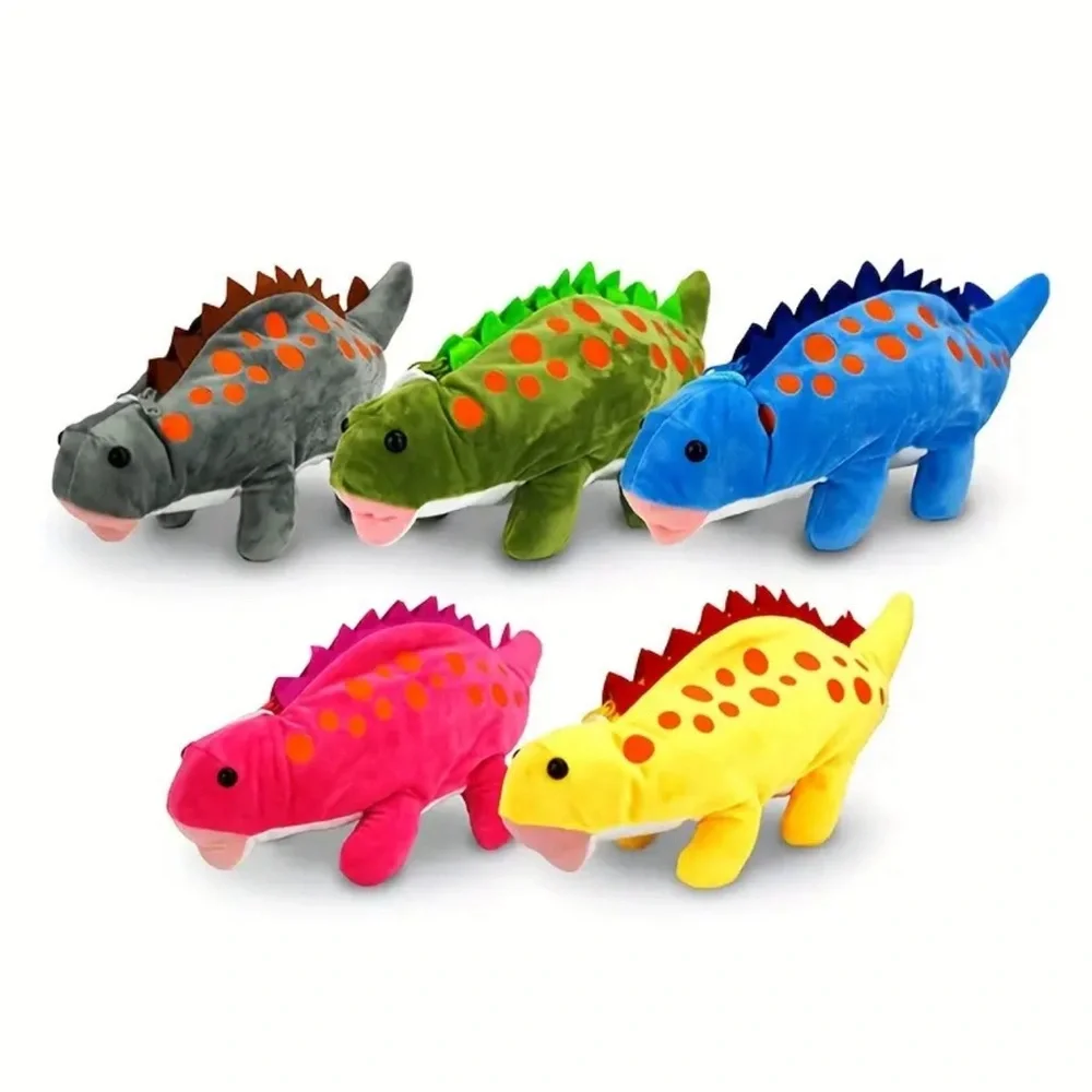 Dinosaur Hot Pink Pencil Case Plush  Large Capacity Snack Bag Travel